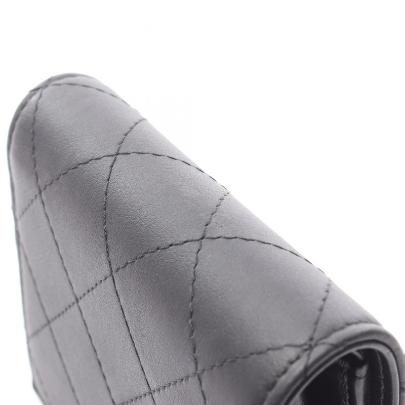 香奈兒 (CHANEL) 絎縫雙折皮夾 AP3817 皮革 黑色 二手 女士 Coco Mark-8