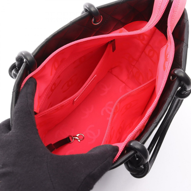 香奈兒 Cambon 系列中型托特包 A25167 皮革漆皮黑色二手-2