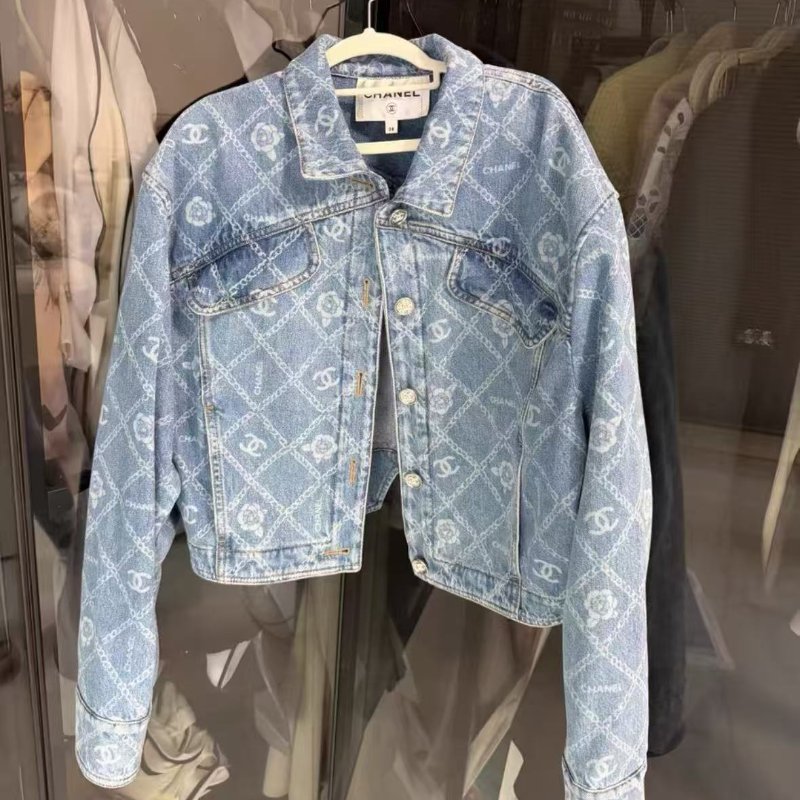 ✨Chanel 23A 淺藍山茶花牛仔外套 38碼 99新-1