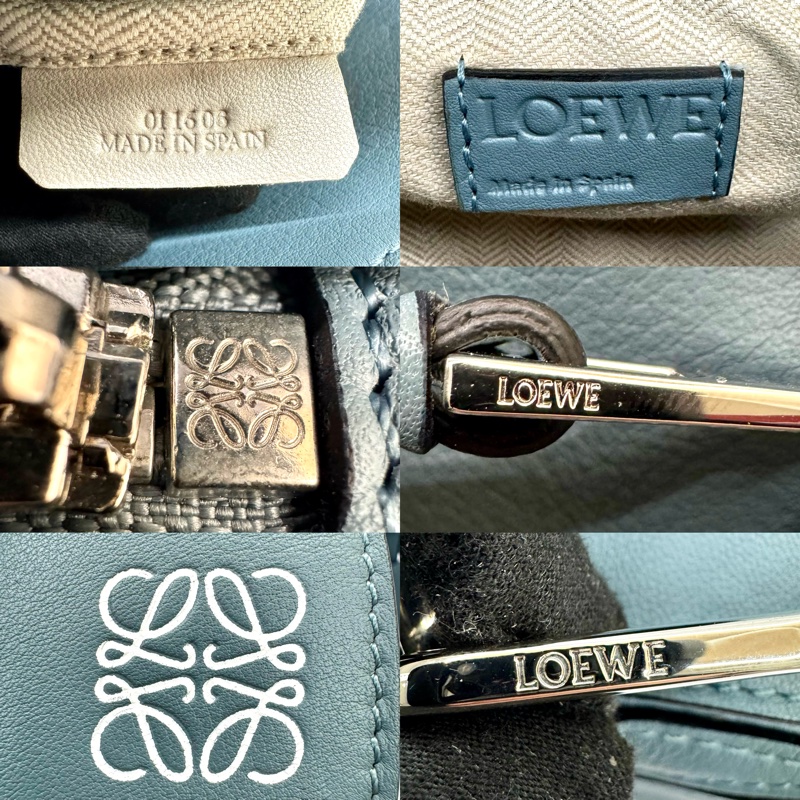 LOEWE Puzzle 藍色中型幾何拼接包-7