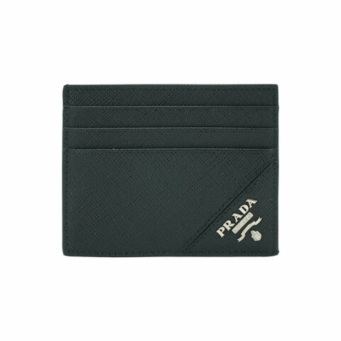 Prada 浮雕銀logo防刮牛皮六卡卡夾(2MC223-黑)