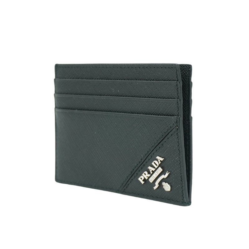 Prada 浮雕銀logo防刮牛皮六卡卡夾(2MC223-黑)-1