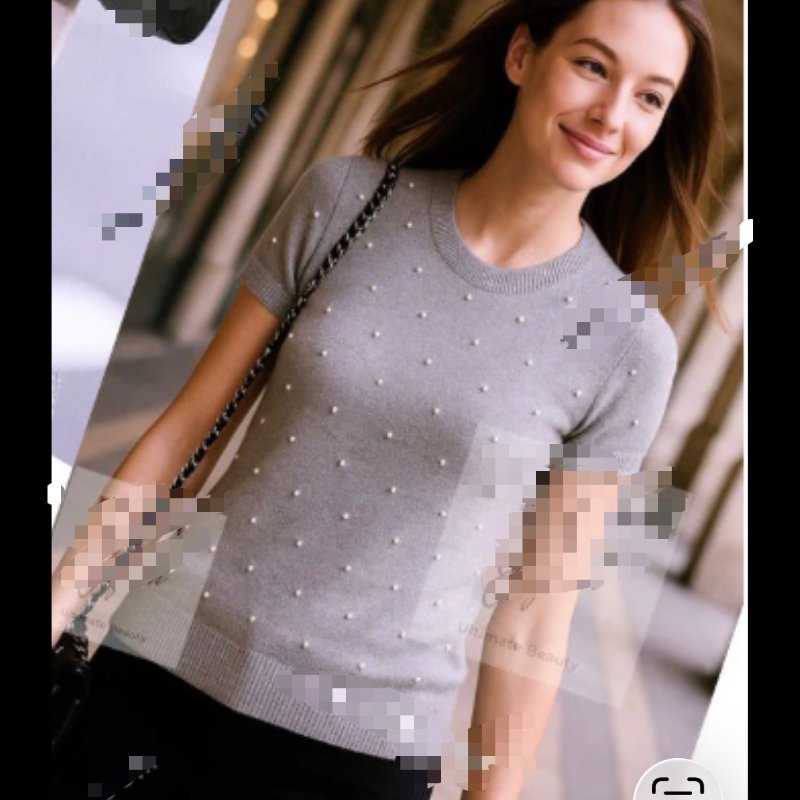 chanel 珠飾短袖上衣-0