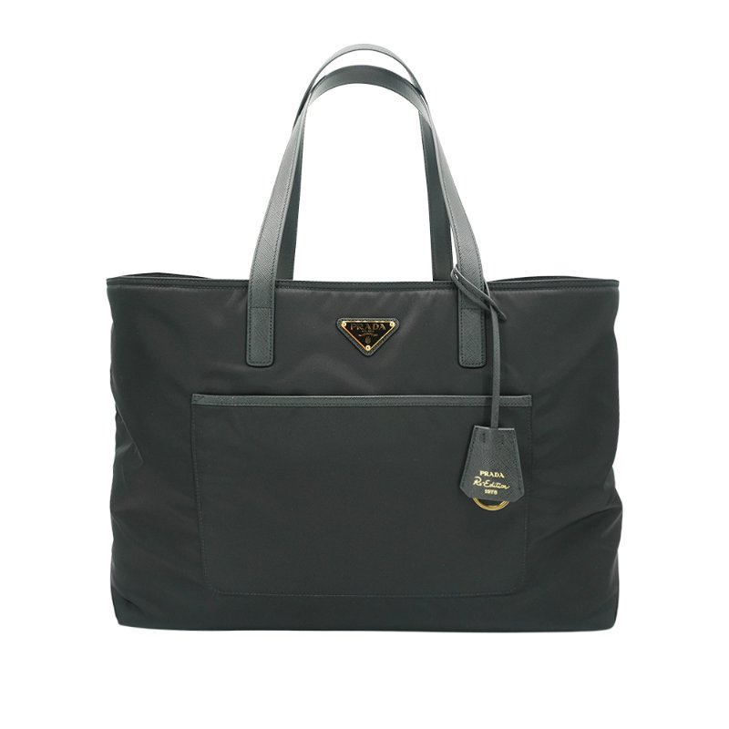Prada Re-Edition 1978 再生尼龍金三角logo大號托特包(1BG527-黑)-0