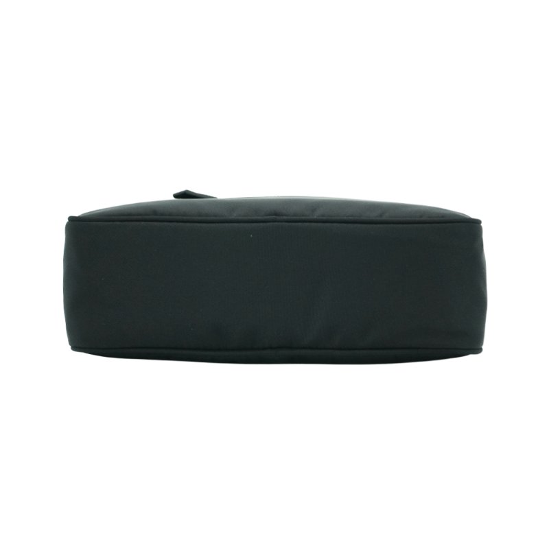 Prada Saffiano 再生尼龍銀三角logo二合一拉鍊斜背包(1BC167-黑)-3