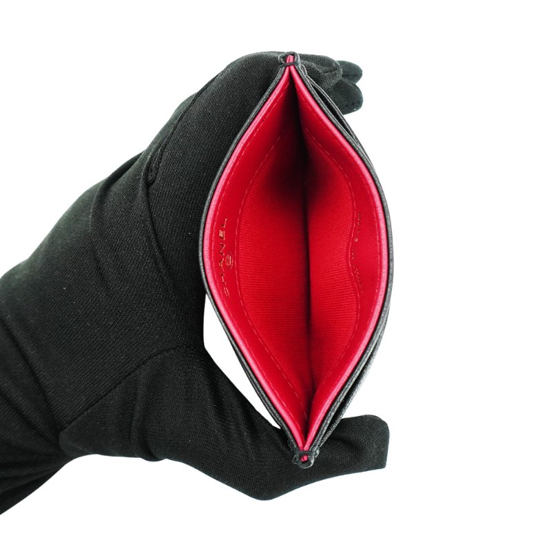 Chanel 19 金logo菱格紋羊皮卡夾(AP1167-黑)-4