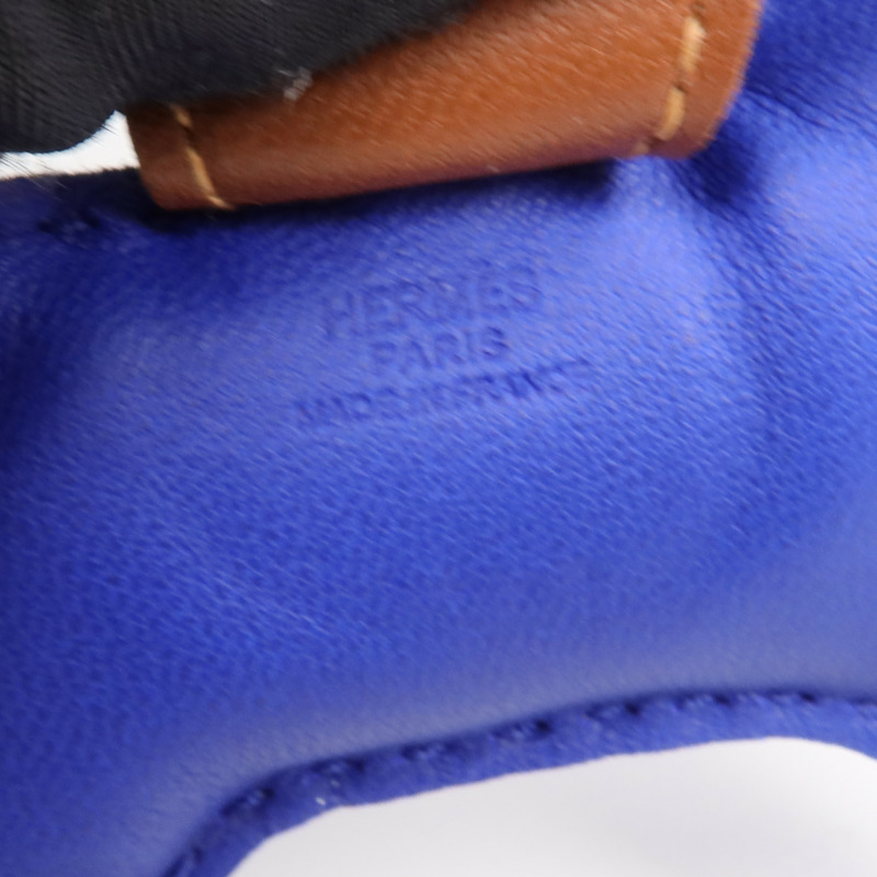 HERMES Milo皮革Rodeo PM掛飾Bleu Electrique-5