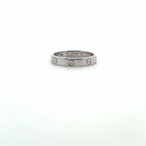 ＊奢華大道國際精品＊【J1200】CARTIER 卡地亞 750白K LOVE戒指(1顆鑽) 60號 16號 B4050560