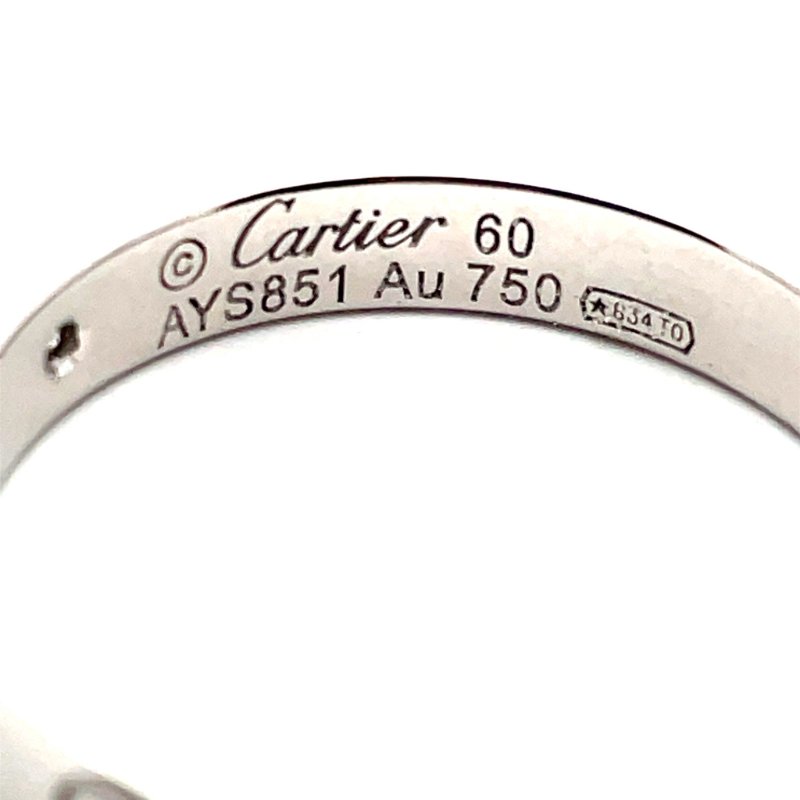 ＊奢華大道國際精品＊【J1200】CARTIER 卡地亞 750白K LOVE戒指(1顆鑽) 60號 16號 B4050560-2