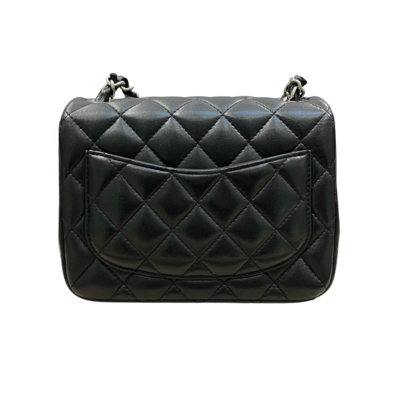 CHANEL 香奈兒 CLASSIC FLAP 經典翻蓋包 方胖子 小羊皮 黑色 銀釦-2