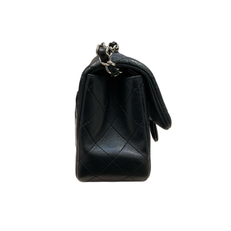 CHANEL 香奈兒 CLASSIC FLAP 經典翻蓋包 方胖子 小羊皮 黑色 銀釦-3