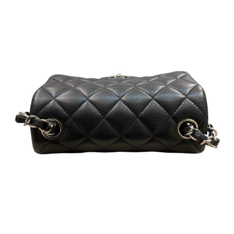 CHANEL 香奈兒 CLASSIC FLAP 經典翻蓋包 方胖子 小羊皮 黑色 銀釦-6