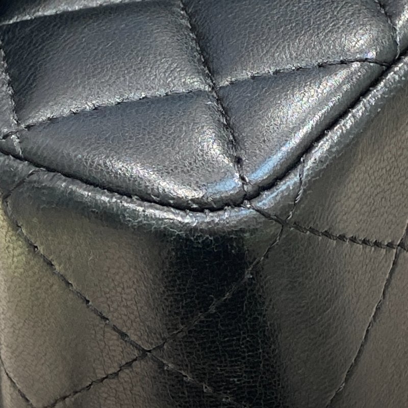 CHANEL 香奈兒 CLASSIC FLAP 經典翻蓋包 方胖子 小羊皮 黑色 銀釦-7