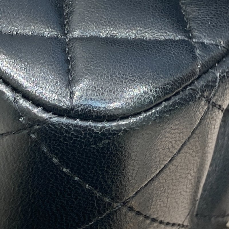 CHANEL 香奈兒 CLASSIC FLAP 經典翻蓋包 方胖子 小羊皮 黑色 銀釦-8