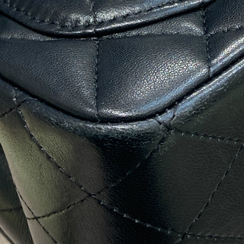 CHANEL 香奈兒 CLASSIC FLAP 經典翻蓋包 方胖子 小羊皮 黑色 銀釦-9