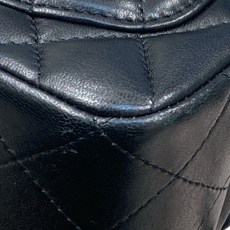 CHANEL 香奈兒 CLASSIC FLAP 經典翻蓋包 方胖子 小羊皮 黑色 銀釦-10