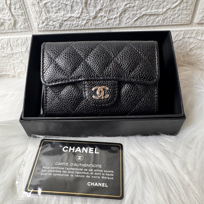 CHANEL經典 荔枝牛口蓋卡片夾-0