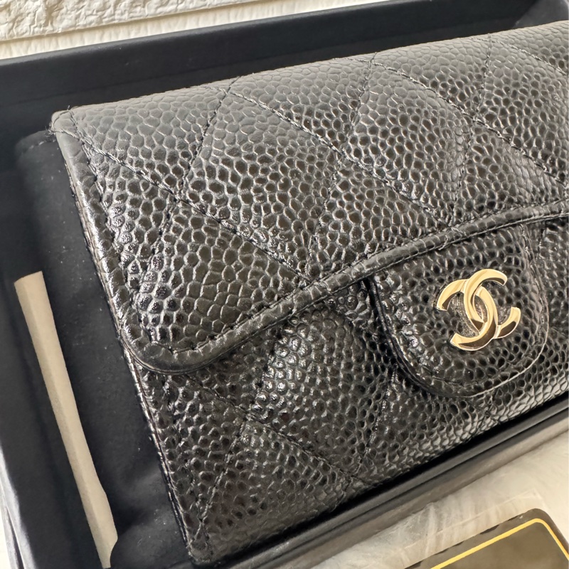 CHANEL經典 荔枝牛口蓋卡片夾-3