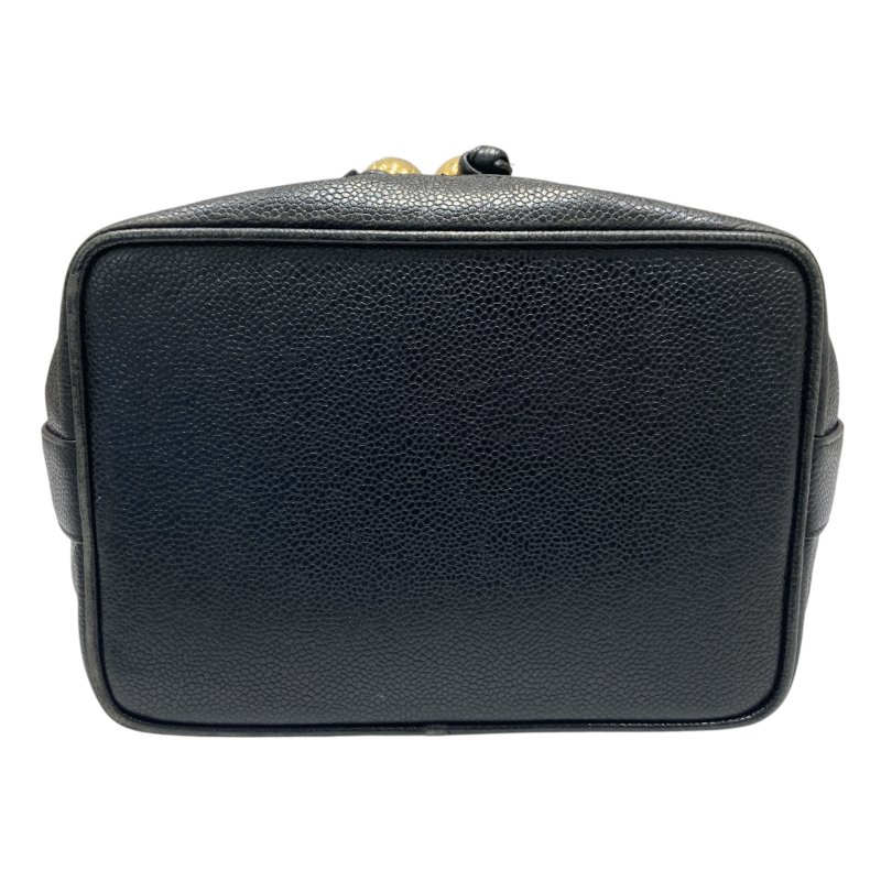 CHANEL 香奈兒 COCO BALL COCO MARK 抽繩包 水桶包 魚子醬紋皮革 黑色 金釦-5