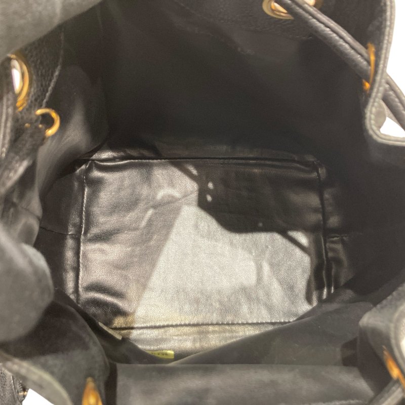 CHANEL 香奈兒 COCO BALL COCO MARK 抽繩包 水桶包 魚子醬紋皮革 黑色 金釦-10