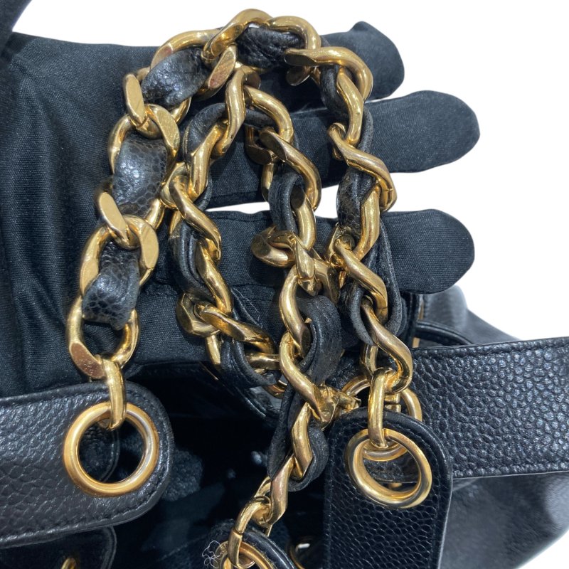 CHANEL 香奈兒 COCO BALL COCO MARK 抽繩包 水桶包 魚子醬紋皮革 黑色 金釦-15