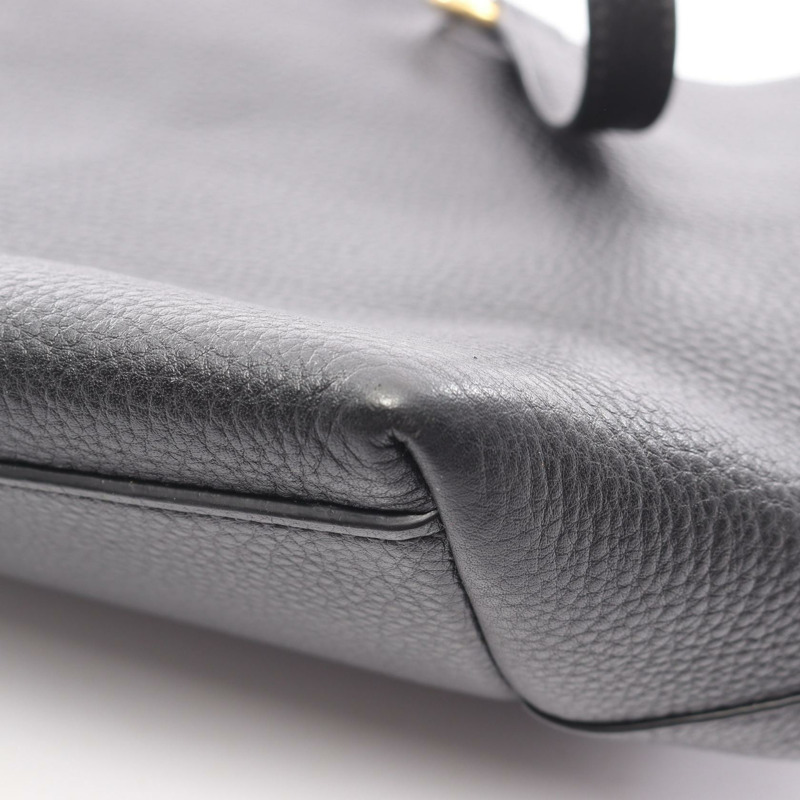 PRADA Logo 單肩手提包，黑色真皮，二手女款-4