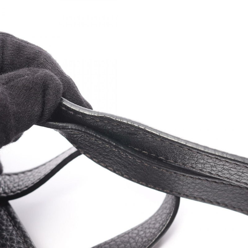 PRADA Logo 單肩手提包，黑色真皮，二手女款-7