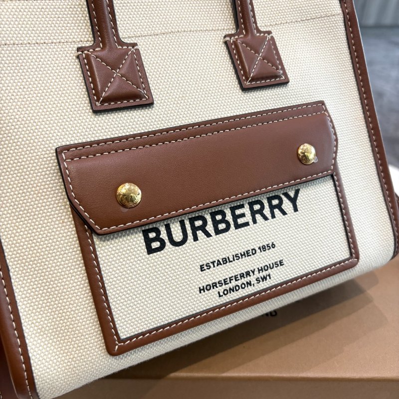 *SHIHNA名牌精品* BURBERRY Freya Mini 字母帆布拼皮革托特包-2
