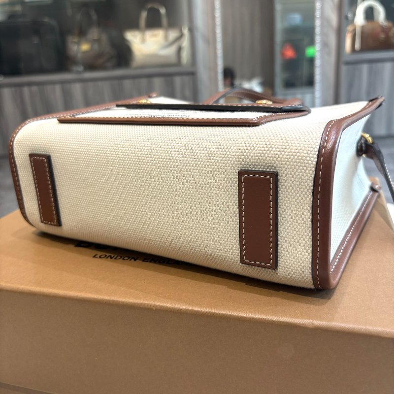 *SHIHNA名牌精品* BURBERRY Freya Mini 字母帆布拼皮革托特包-3