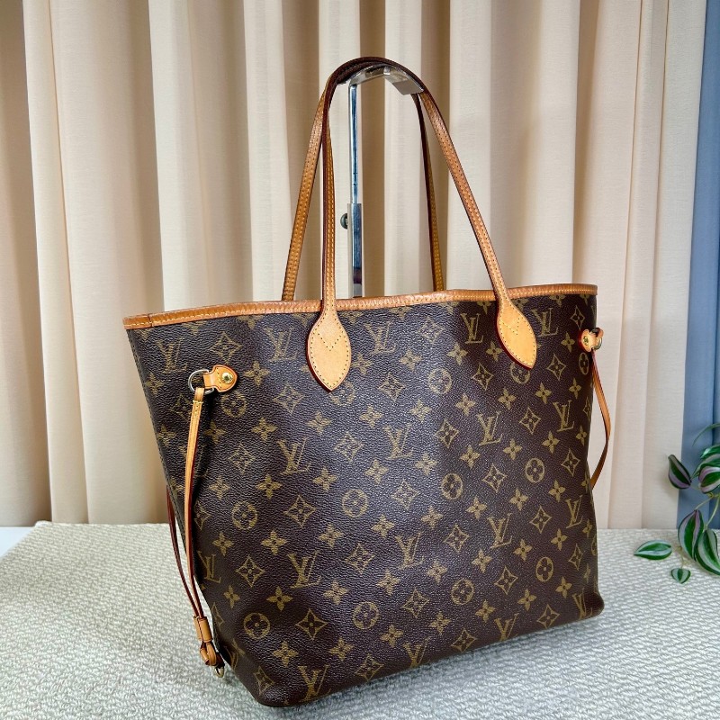 LV路易威登 Neverfull購物袋托特包子母包 經典老花滿印配玫紅色內裡 超大容量 日常實用百搭-2