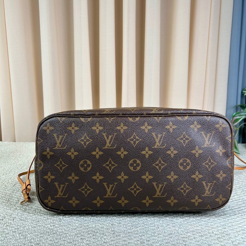 LV路易威登 Neverfull購物袋托特包子母包 經典老花滿印配玫紅色內裡 超大容量 日常實用百搭-4