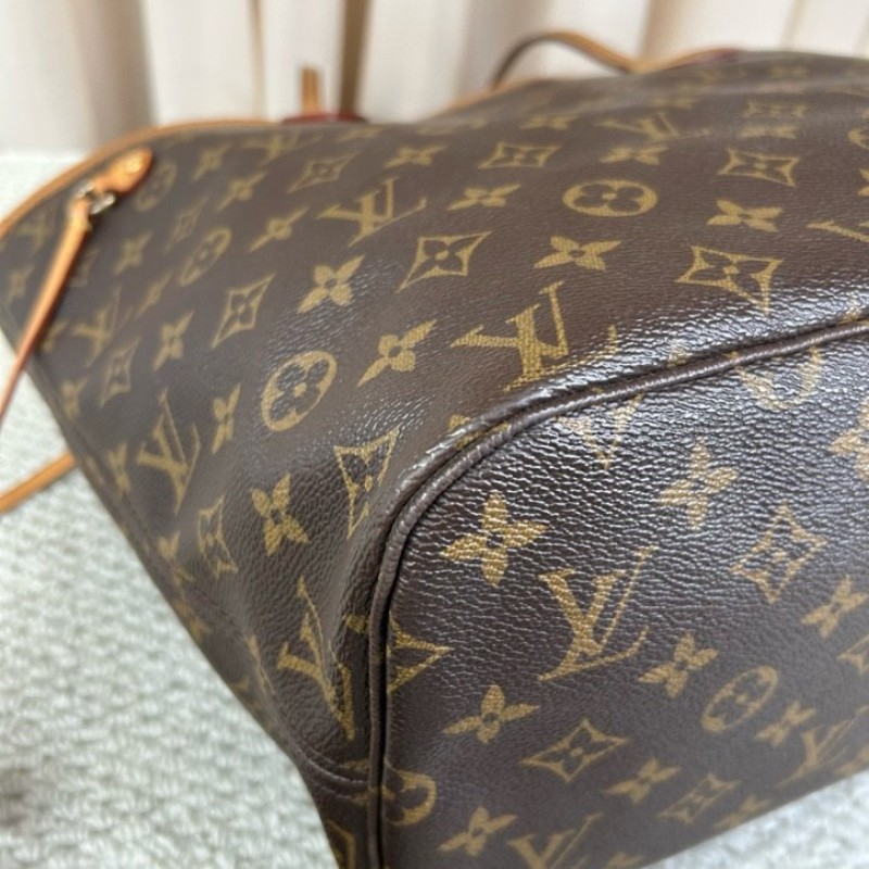 LV路易威登 Neverfull購物袋托特包子母包 經典老花滿印配玫紅色內裡 超大容量 日常實用百搭-7