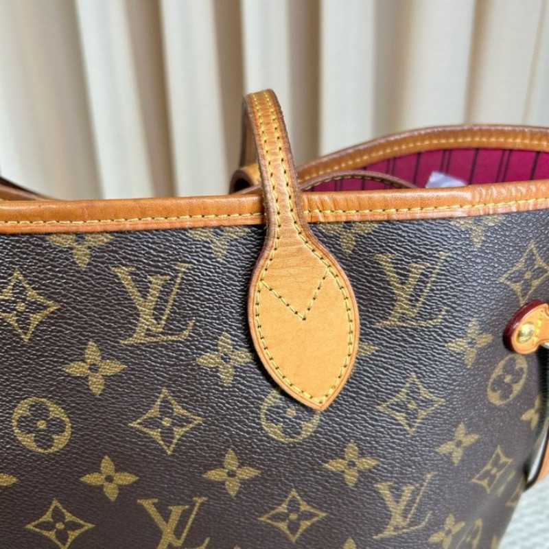 LV路易威登 Neverfull購物袋托特包子母包 經典老花滿印配玫紅色內裡 超大容量 日常實用百搭-16