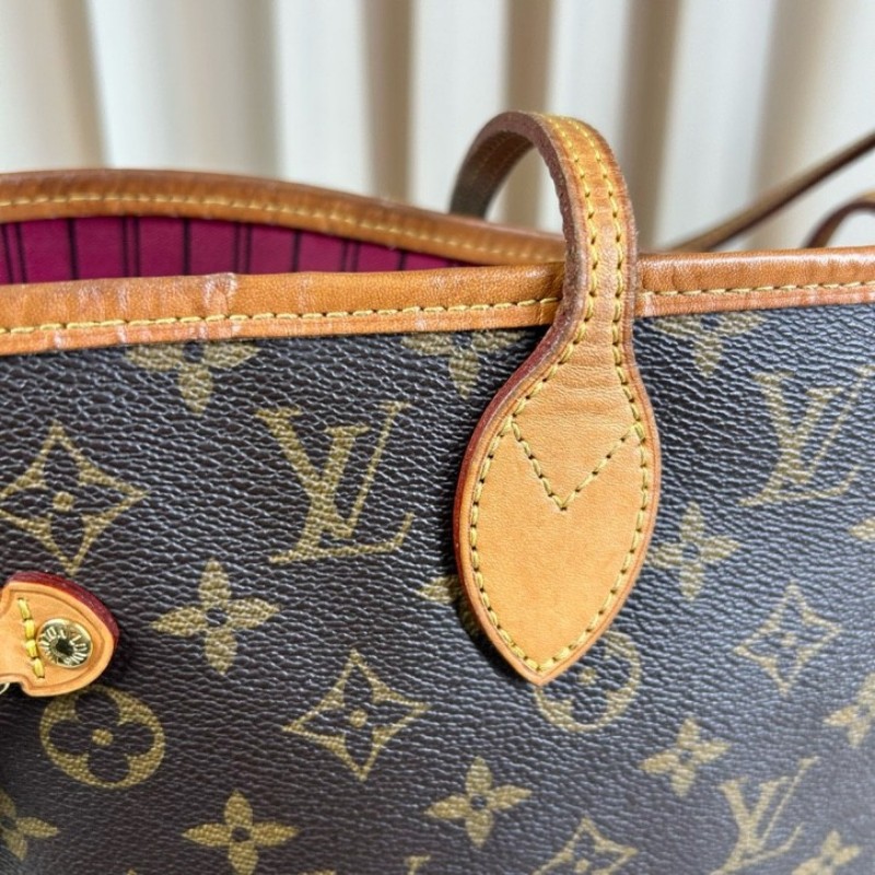 LV路易威登 Neverfull購物袋托特包子母包 經典老花滿印配玫紅色內裡 超大容量 日常實用百搭-17