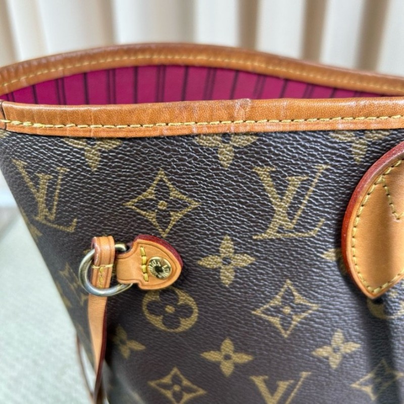 LV路易威登 Neverfull購物袋托特包子母包 經典老花滿印配玫紅色內裡 超大容量 日常實用百搭-18