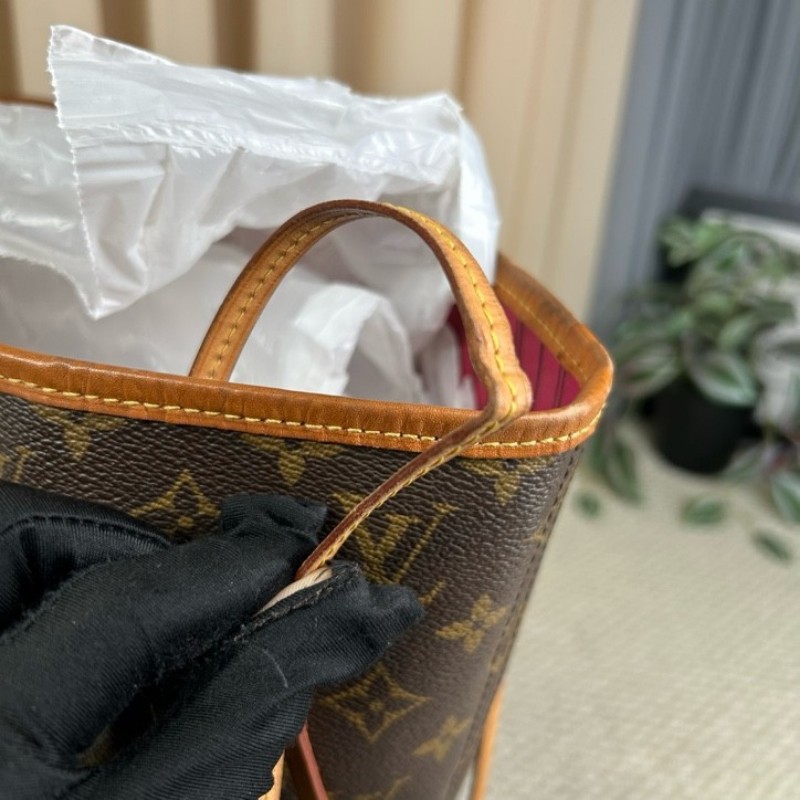 LV路易威登 Neverfull購物袋托特包子母包 經典老花滿印配玫紅色內裡 超大容量 日常實用百搭-20