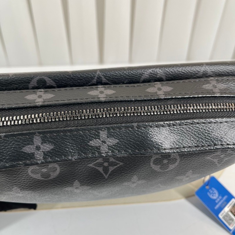 LV路易威登  芯片款 Steamer 黑老花郵差包單肩包斜挎包 男款-16