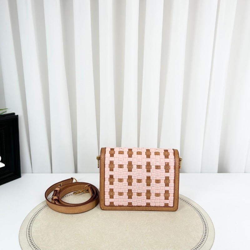 Lv/路易威登  芯片款 Dauphine達芙妮 限量款 單肩斜挎包 粉色編織 漆皮拼牛皮 內裡新款銅牌-1