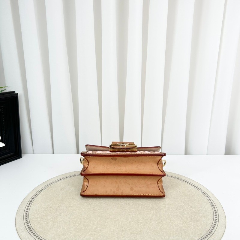 Lv/路易威登  芯片款 Dauphine達芙妮 限量款 單肩斜挎包 粉色編織 漆皮拼牛皮 內裡新款銅牌-4