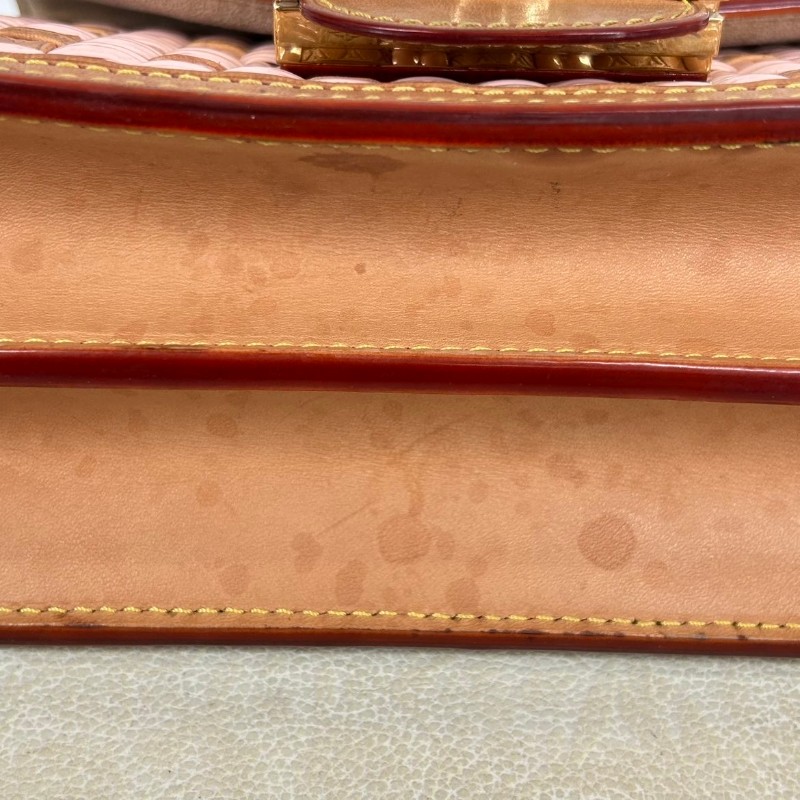 Lv/路易威登  芯片款 Dauphine達芙妮 限量款 單肩斜挎包 粉色編織 漆皮拼牛皮 內裡新款銅牌-9