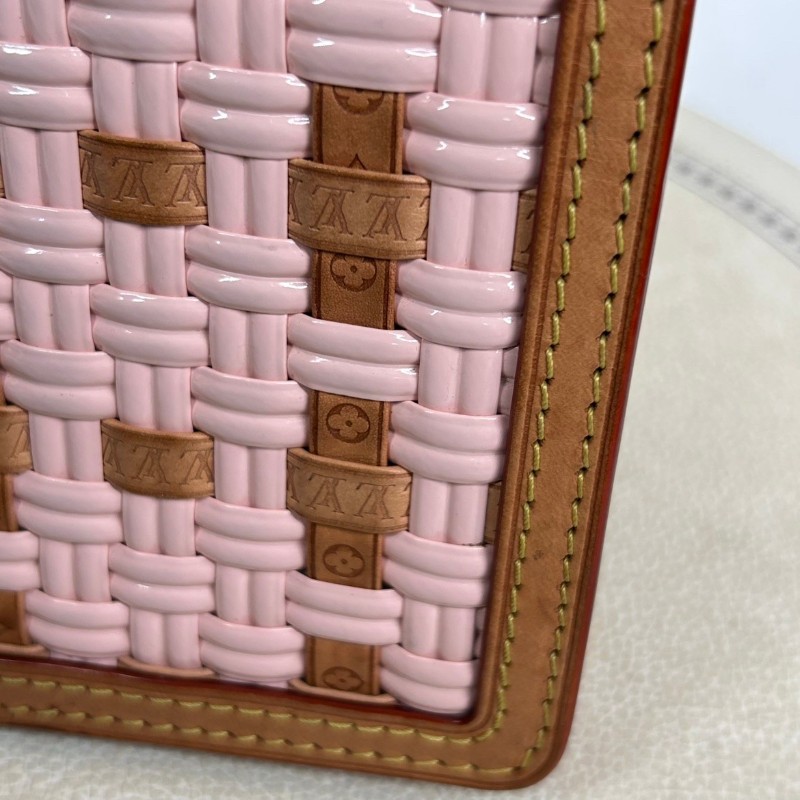 Lv/路易威登  芯片款 Dauphine達芙妮 限量款 單肩斜挎包 粉色編織 漆皮拼牛皮 內裡新款銅牌-12