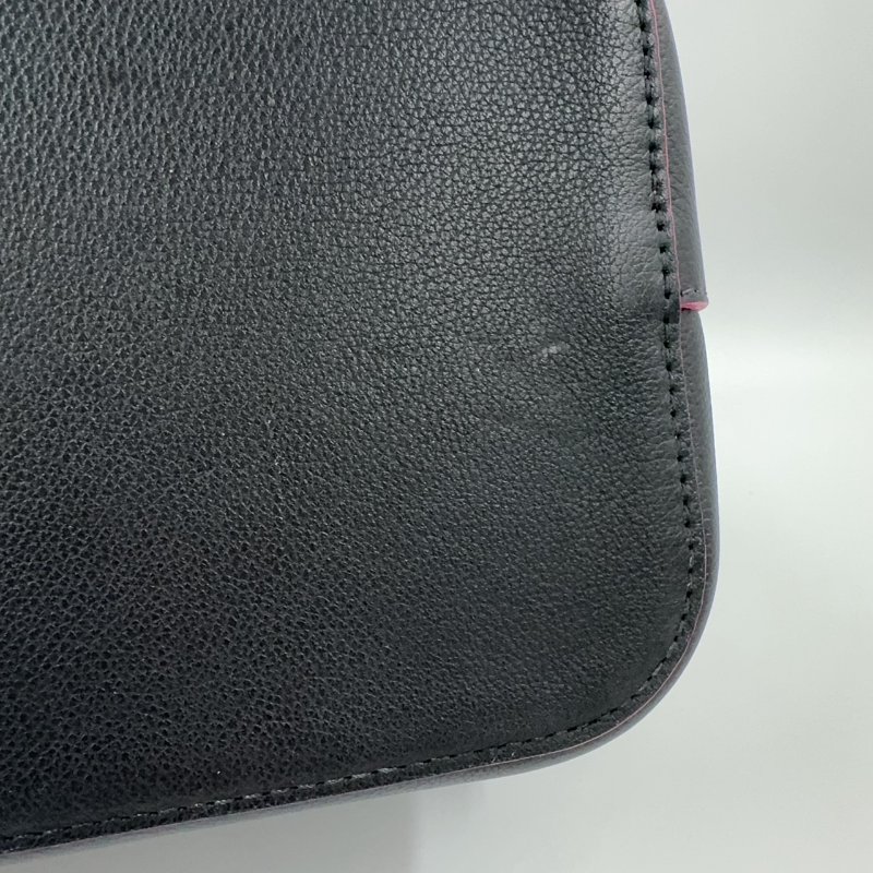 LV 黑牛皮桃紅內裡銀釦束口水桶包M54677(LOGO膠膜還在)-18