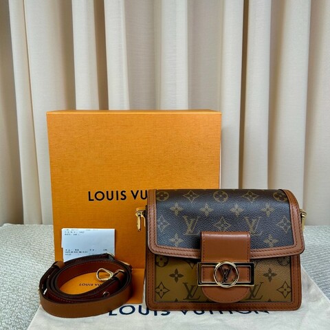 LV路易威登Dauphine達芙妮老花拼皮 經典老花配棕色小牛皮 皮質柔軟 可單肩可斜挎 肩帶可調節 容量實用 日常百搭