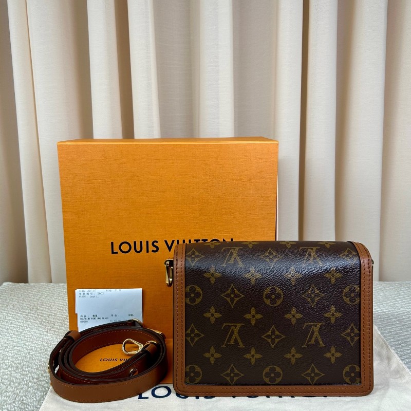 LV路易威登Dauphine達芙妮老花拼皮 經典老花配棕色小牛皮 皮質柔軟 可單肩可斜挎 肩帶可調節 容量實用 日常百搭-1