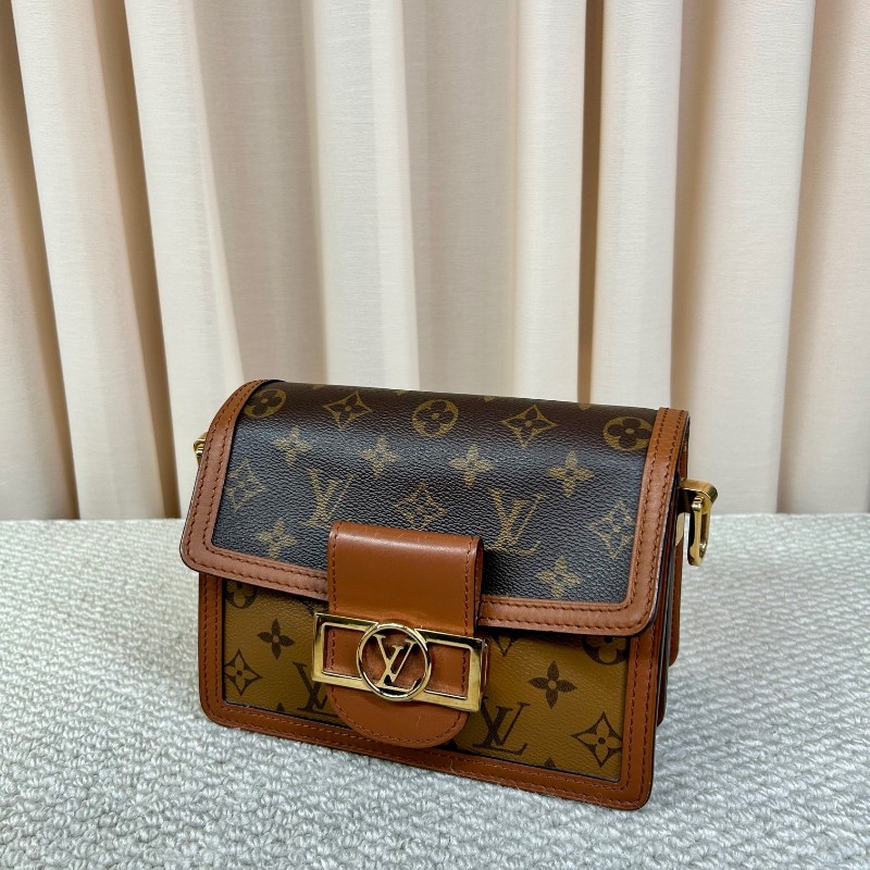 LV路易威登Dauphine達芙妮老花拼皮 經典老花配棕色小牛皮 皮質柔軟 可單肩可斜挎 肩帶可調節 容量實用 日常百搭-2