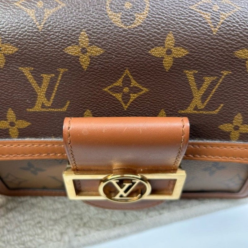 LV路易威登Dauphine達芙妮老花拼皮 經典老花配棕色小牛皮 皮質柔軟 可單肩可斜挎 肩帶可調節 容量實用 日常百搭-18