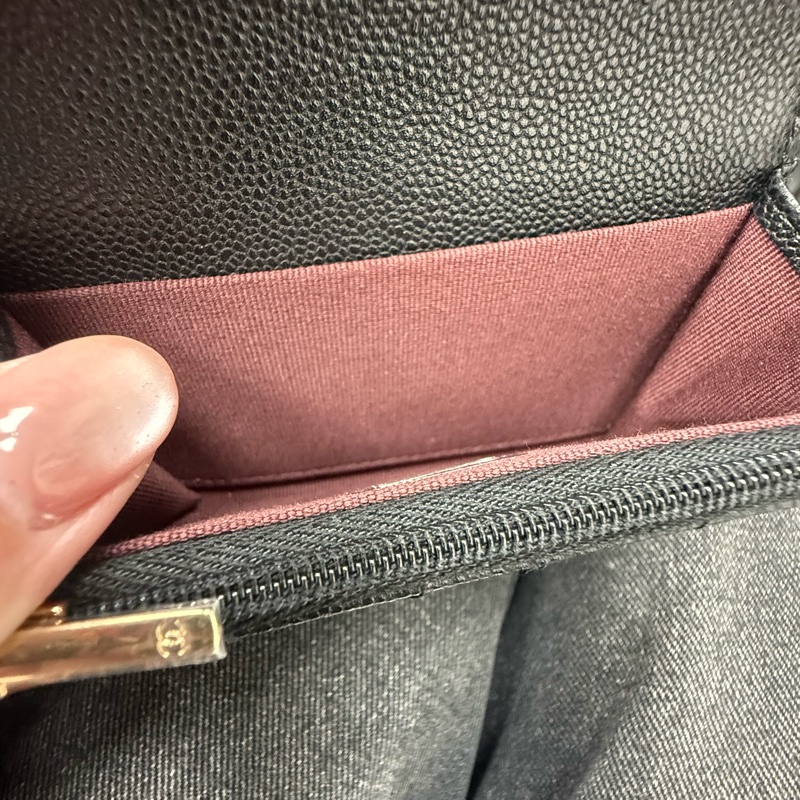 Chanel 經典牛皮拉鏈卡包 零錢包 全新閑置-4