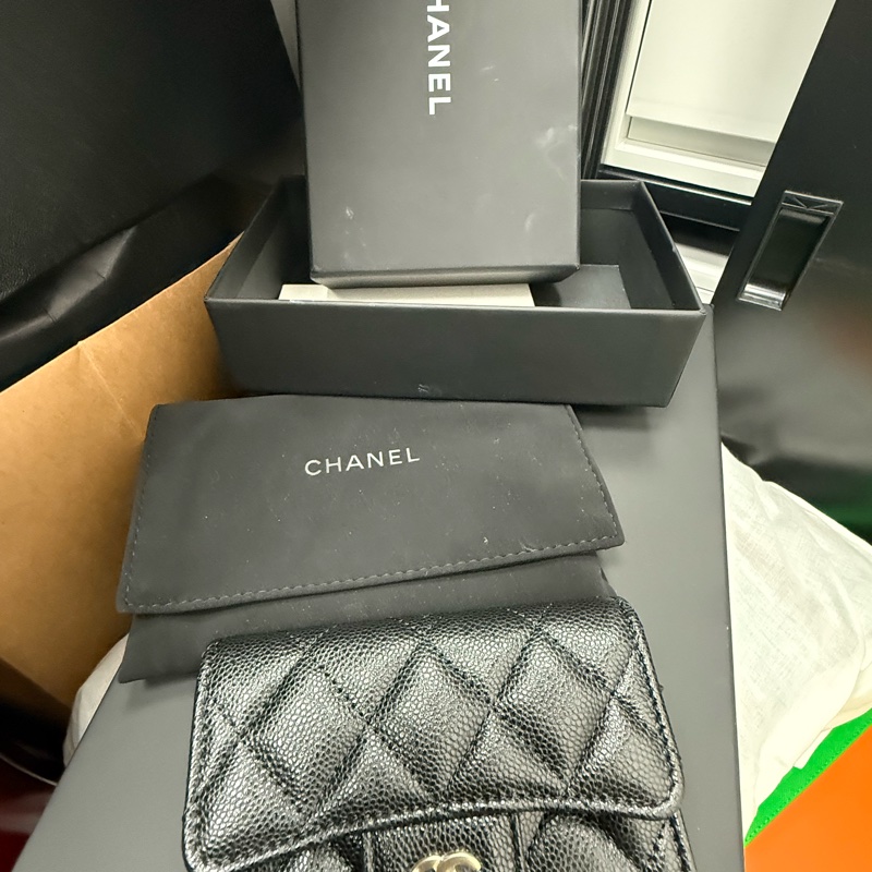 Chanel 經典牛皮拉鏈卡包 零錢包 全新閑置-5