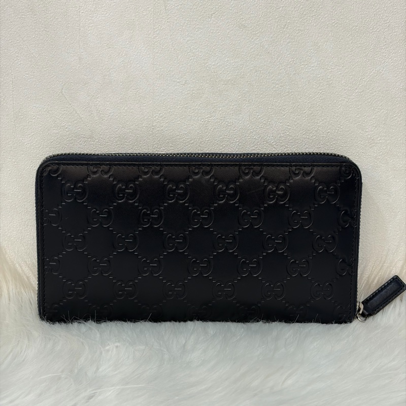 GUCCI 447906 深藍 全皮 拉鍊夾 零錢包 手機包 支票夾 護照夾 長夾-2