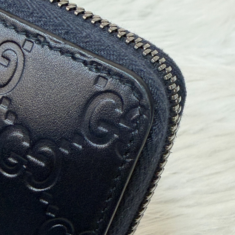 GUCCI 447906 深藍 全皮 拉鍊夾 零錢包 手機包 支票夾 護照夾 長夾-15